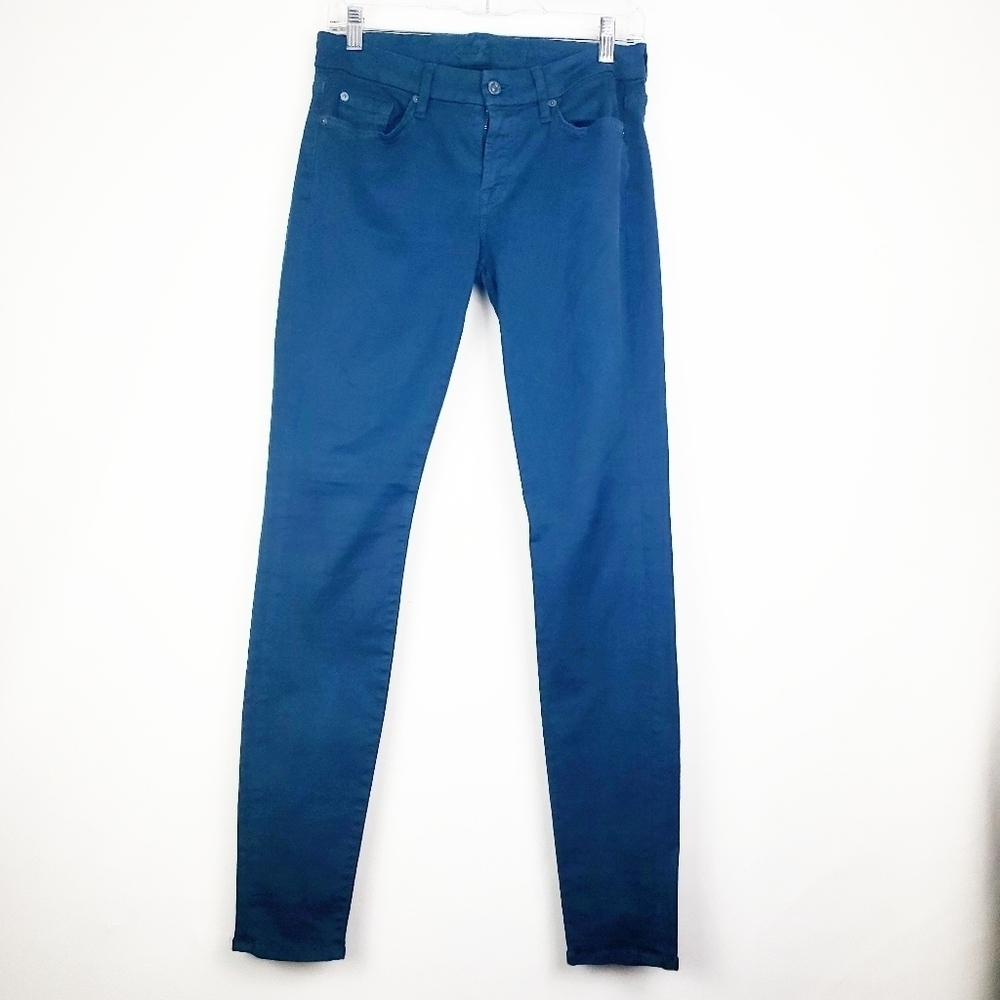 7 For All Mankind Gwenevere Skinny Teal‎ Sz 28